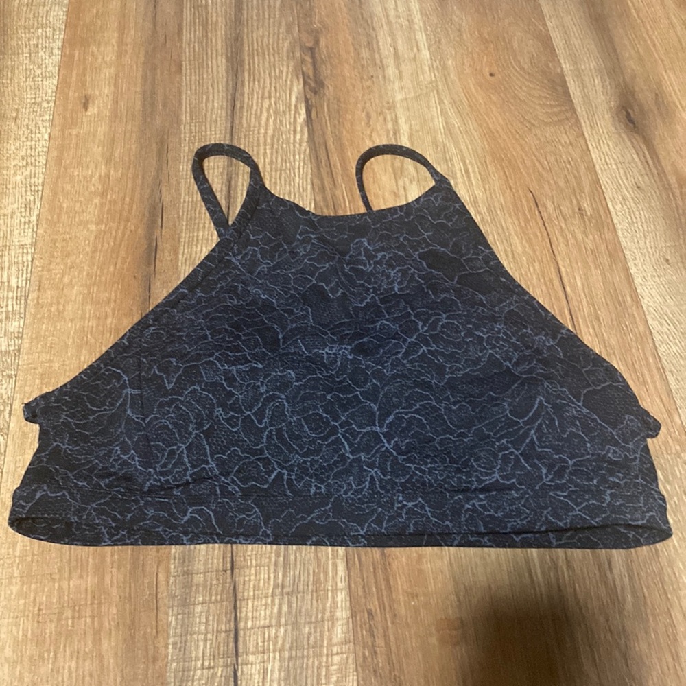 Lululemon Sports Bra High Neck Floral Indigo/ Black